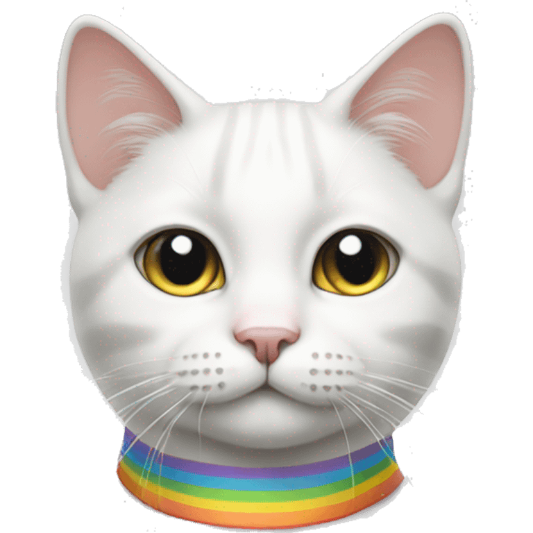 white cat with rainbow stripes emoji