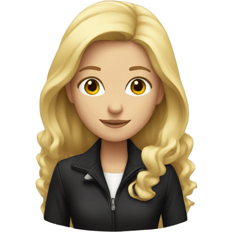 blonde girl in black jacket emoji