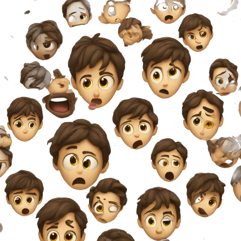 Shocked emoji with kid marks emoji