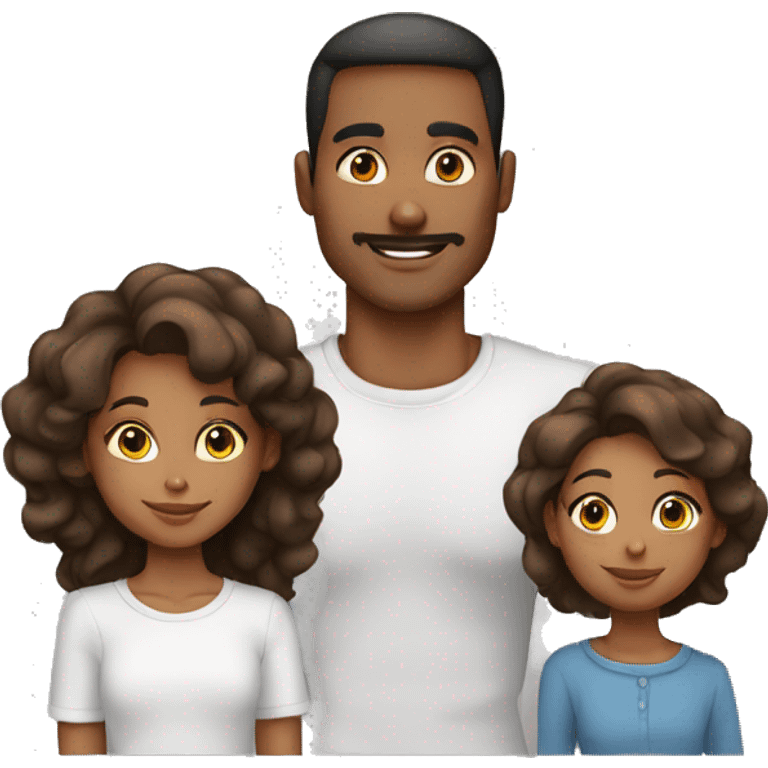 Family mom dad four daughters black emoji