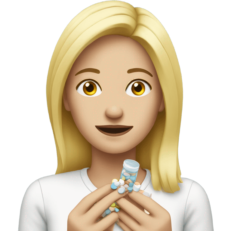 Blond woman taking pills emoji