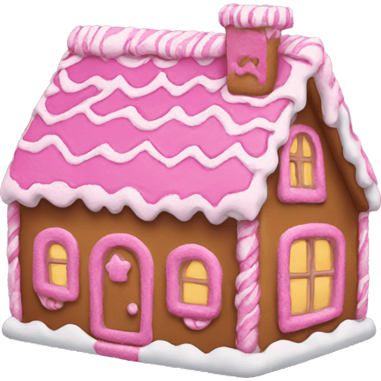 Pink gingerbread house emoji