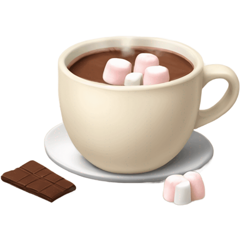 Light beige mug of hot chocolate with marshmallows  emoji