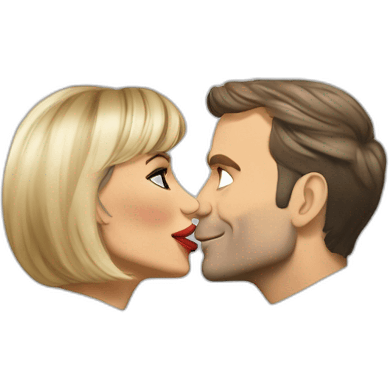 Emmanuel Macron and Brigitte Macron kissing emoji