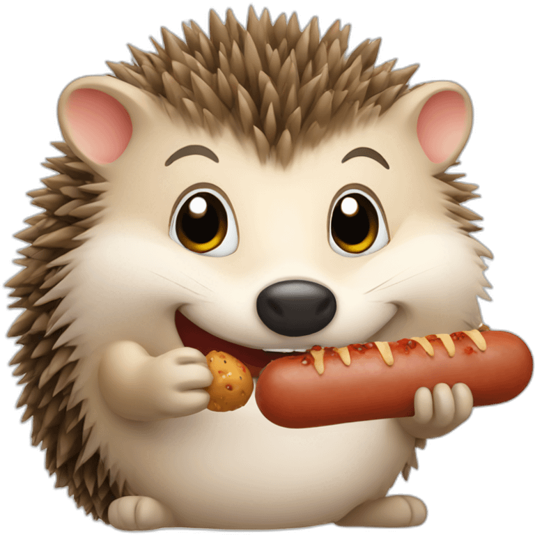 Hedgehog eating sausage emoji