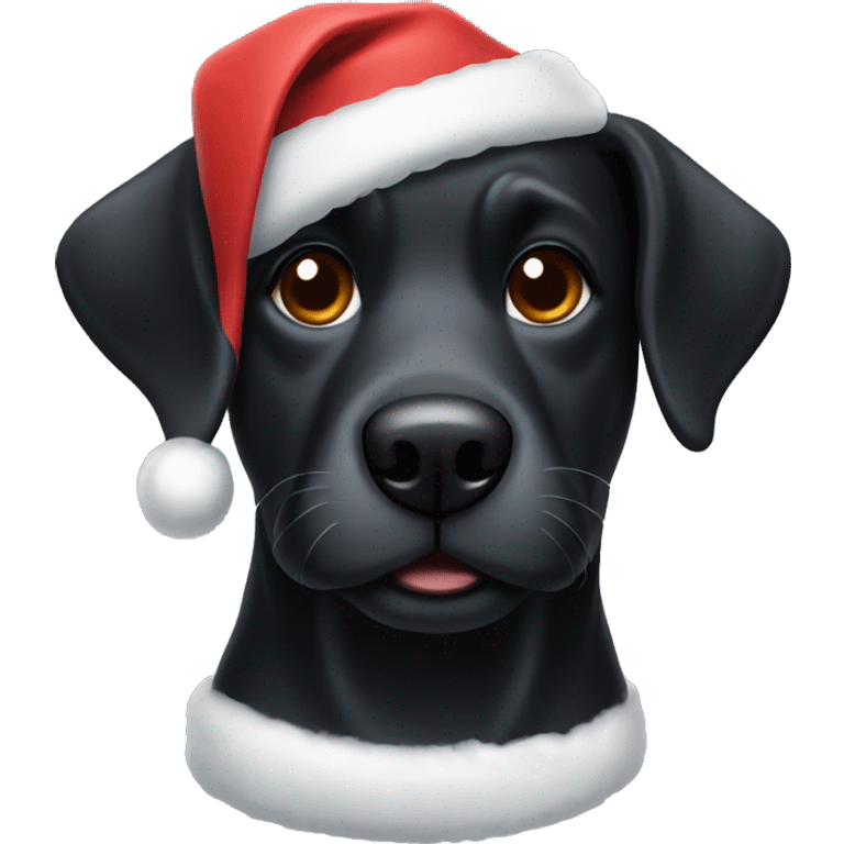 Black Dog with Santa hat emoji