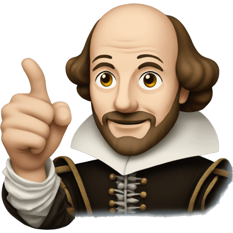 William Shakespeare with one thumbs up emoji