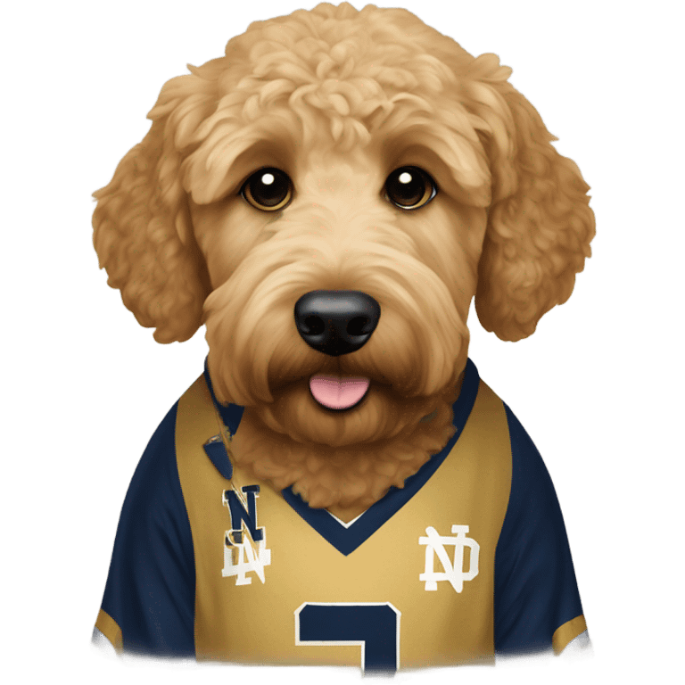 goldendoodle with notre dame jersey emoji