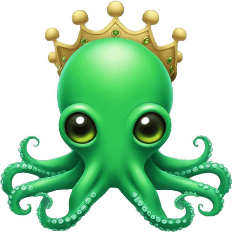 green Alien Octopus with crown emoji