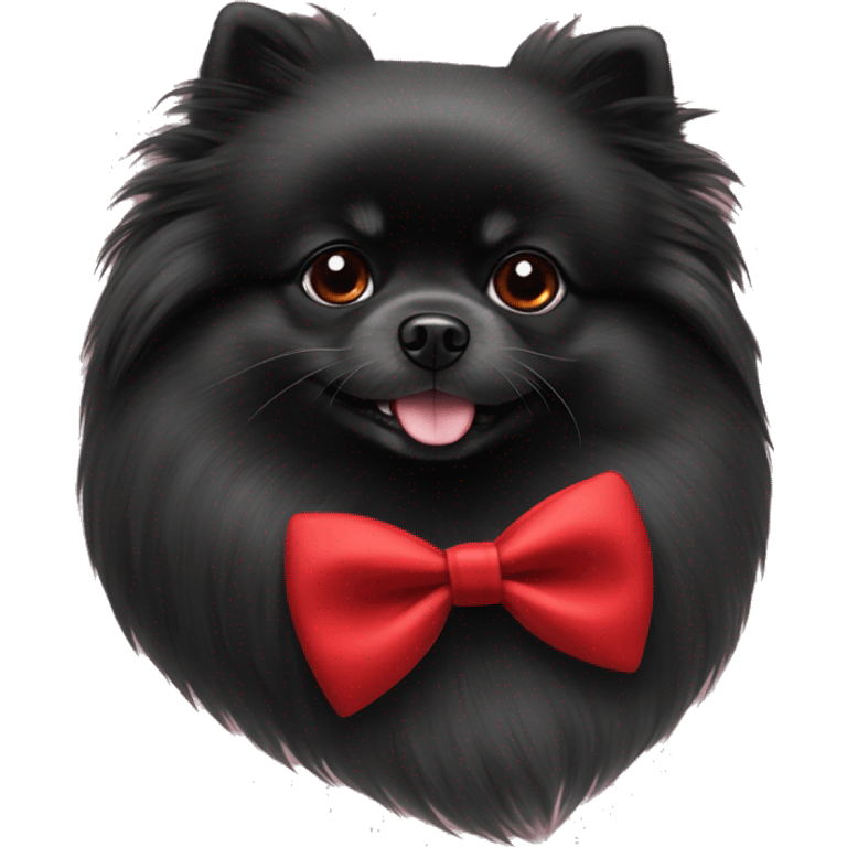 Black Pomeranian in red bow tie emoji