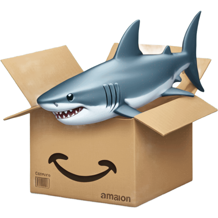 Shark with Amazon box emoji