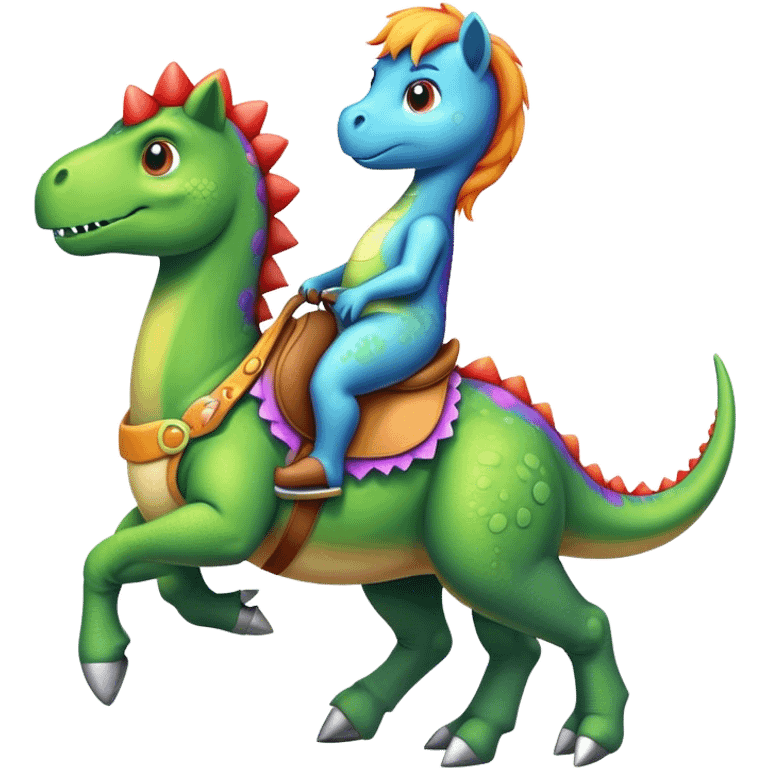 Dinosaur riding a pony emoji