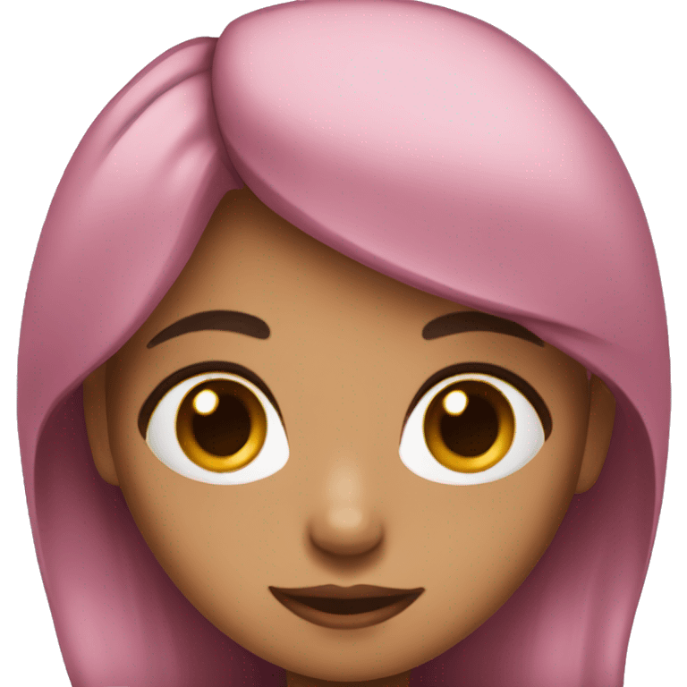 Girl with black and pink hair with brown eyes emoji