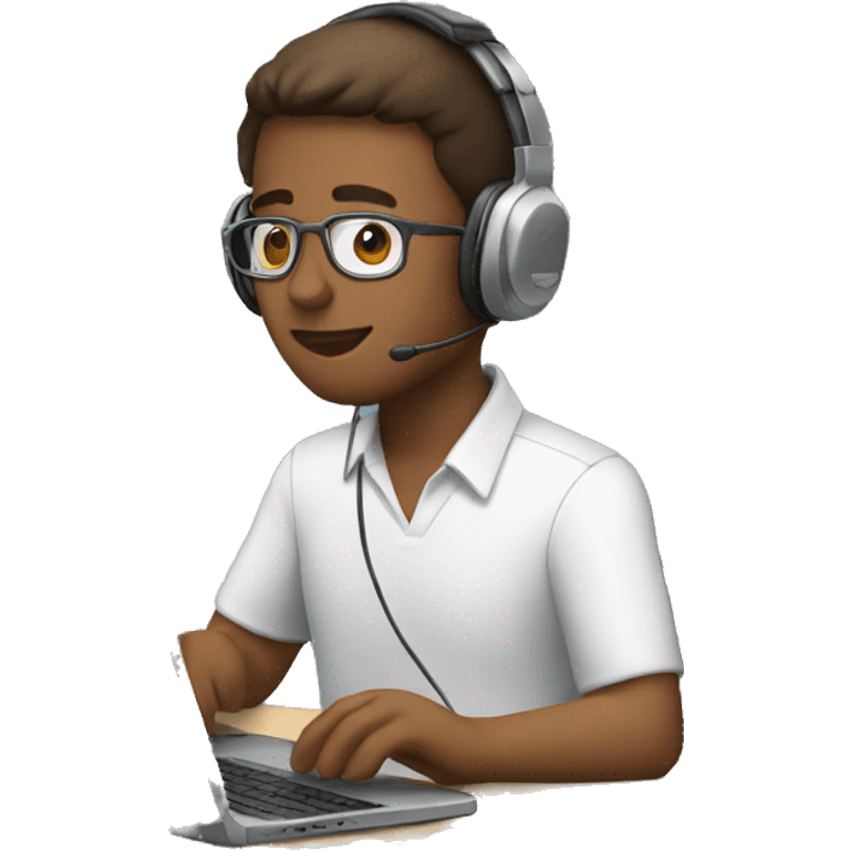 Man working on laptop wearing headphone  emoji