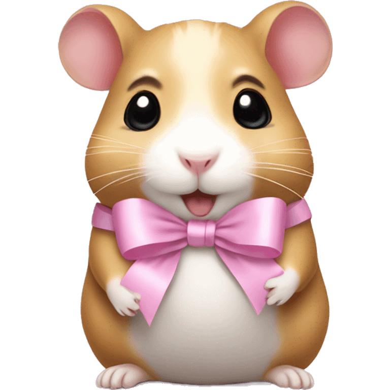 full body hamster with light pink ribbon bow emoji