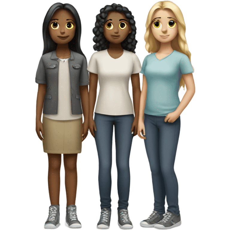 3 girls standing straight emoji