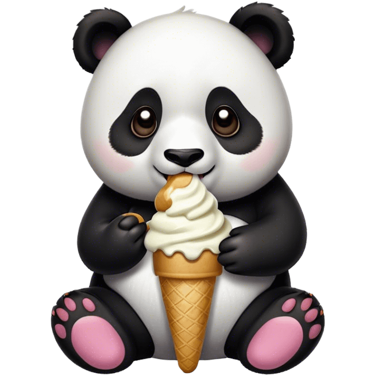 Panda eating ice cream emoji