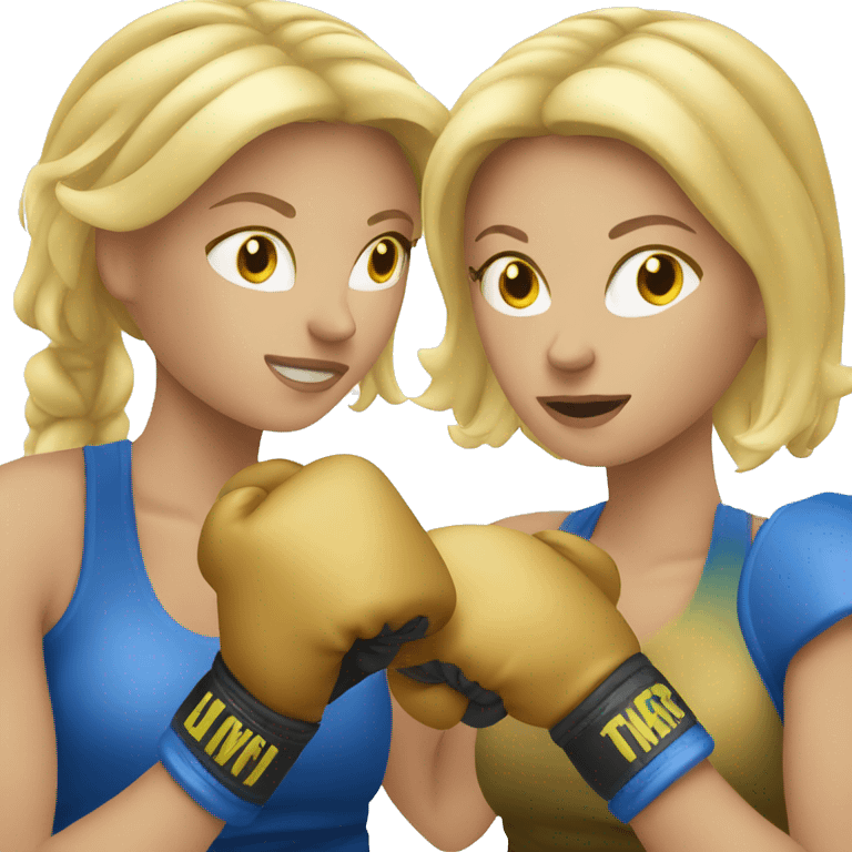 two blond woman boxing emoji