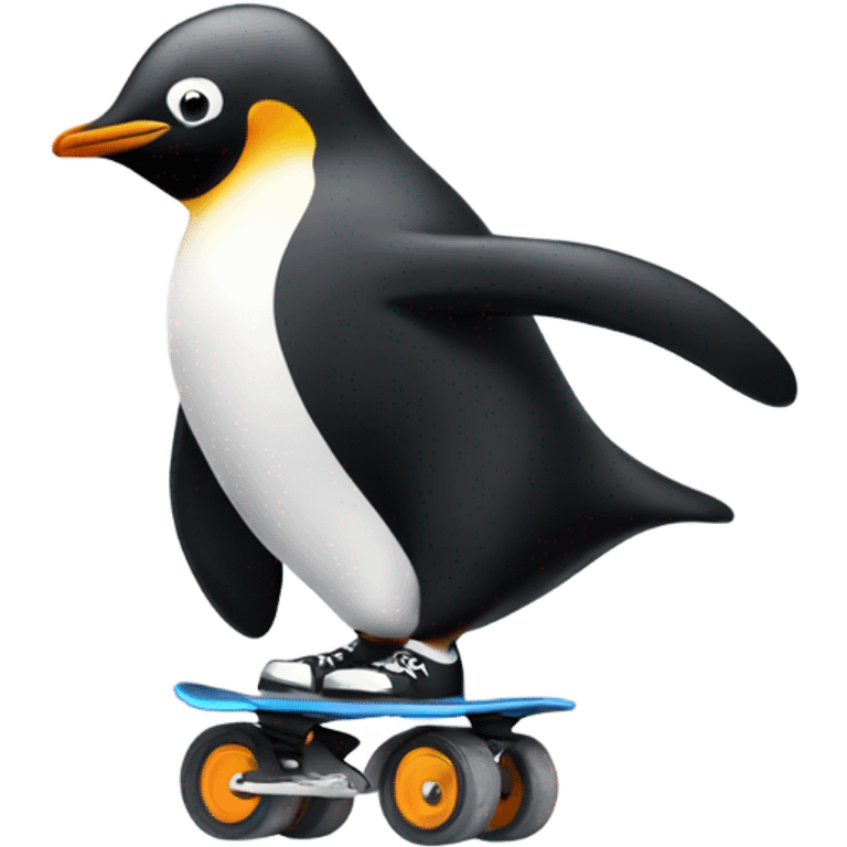 Penguin roller skating emoji