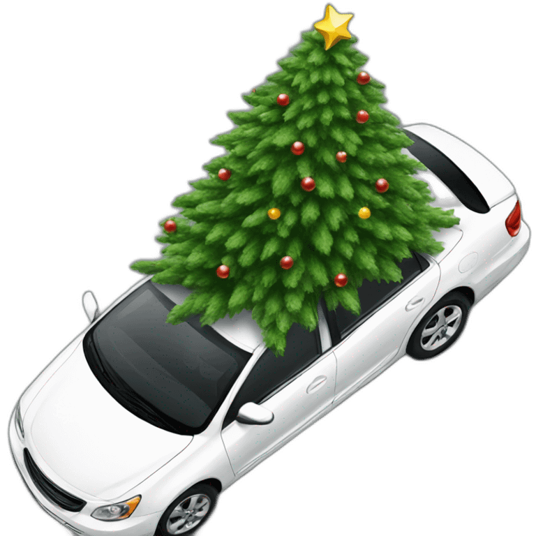 Christmas tree on car roof emoji