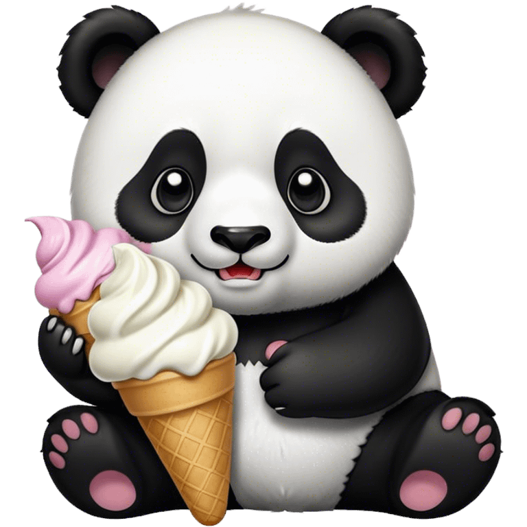 Panda eating ice cream emoji