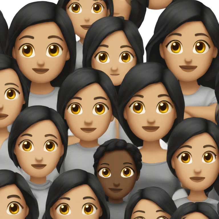 Woman with black hair and brown eyes with  emoji