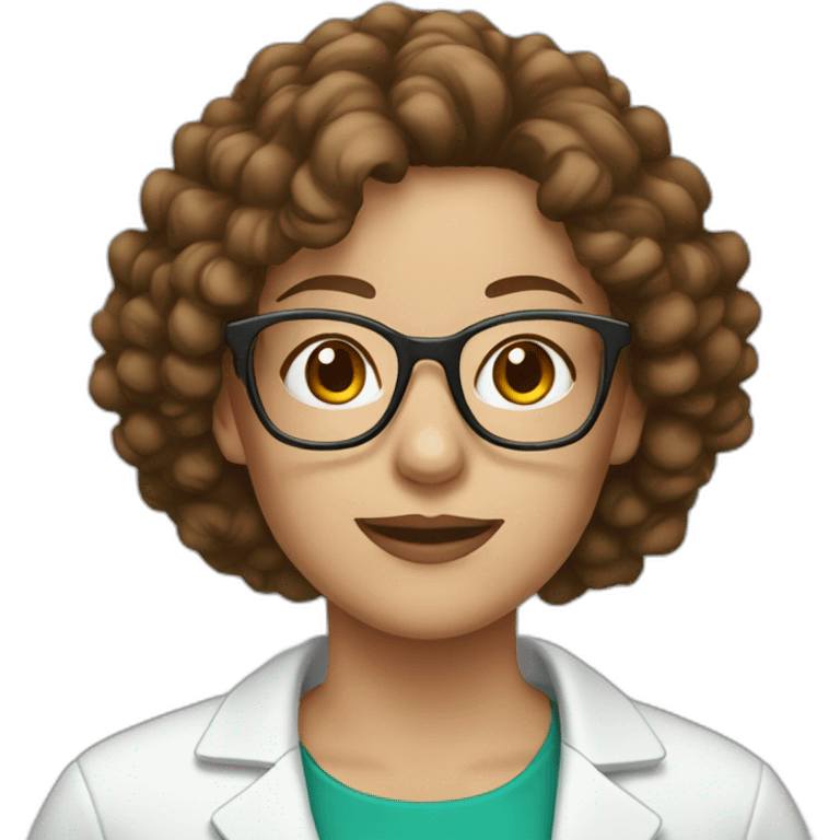 pharmacist white woman brown curly hair glasses emoji