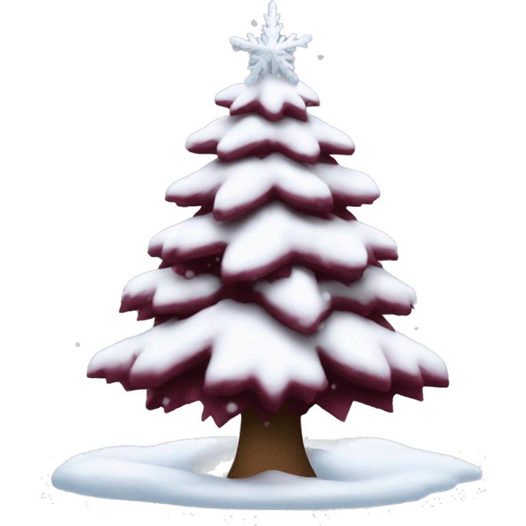 Snowy burgundy Christmas tree emoji