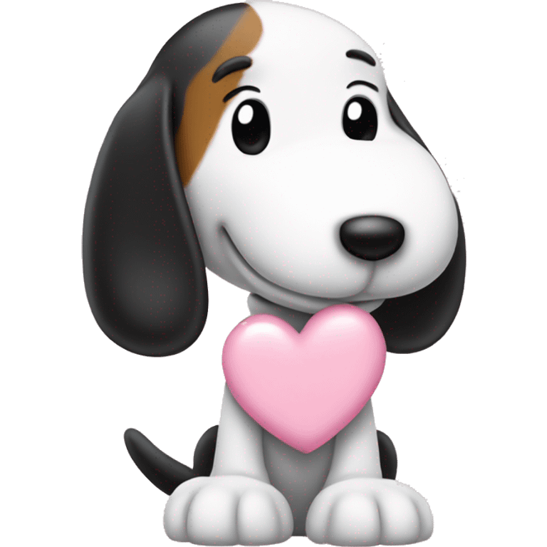 Snoopy with a light pink heart emoji