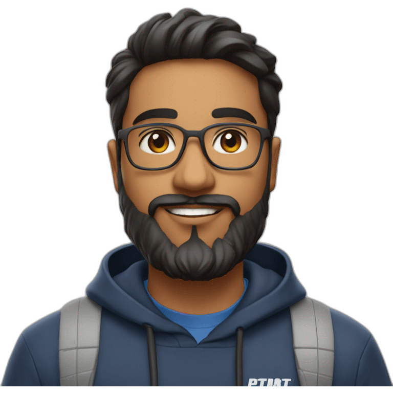 24 year old indian physics phd student at university of pittsburgh with beard and wearing nike clothes emoji