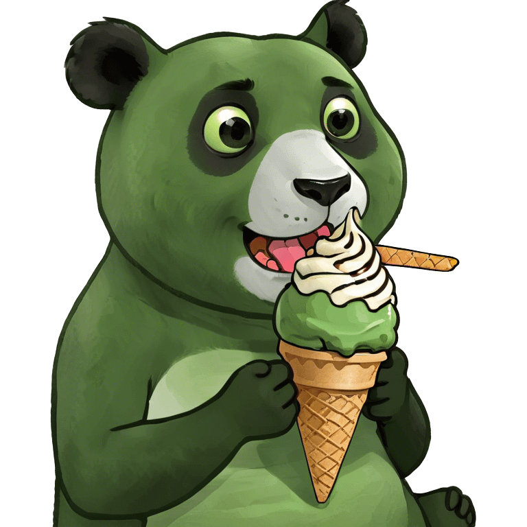 Panda eating ice cream emoji