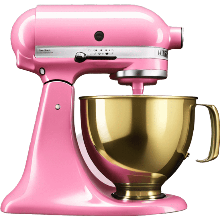 Realistic pink kitchenaid mixer with gold hardware. emoji