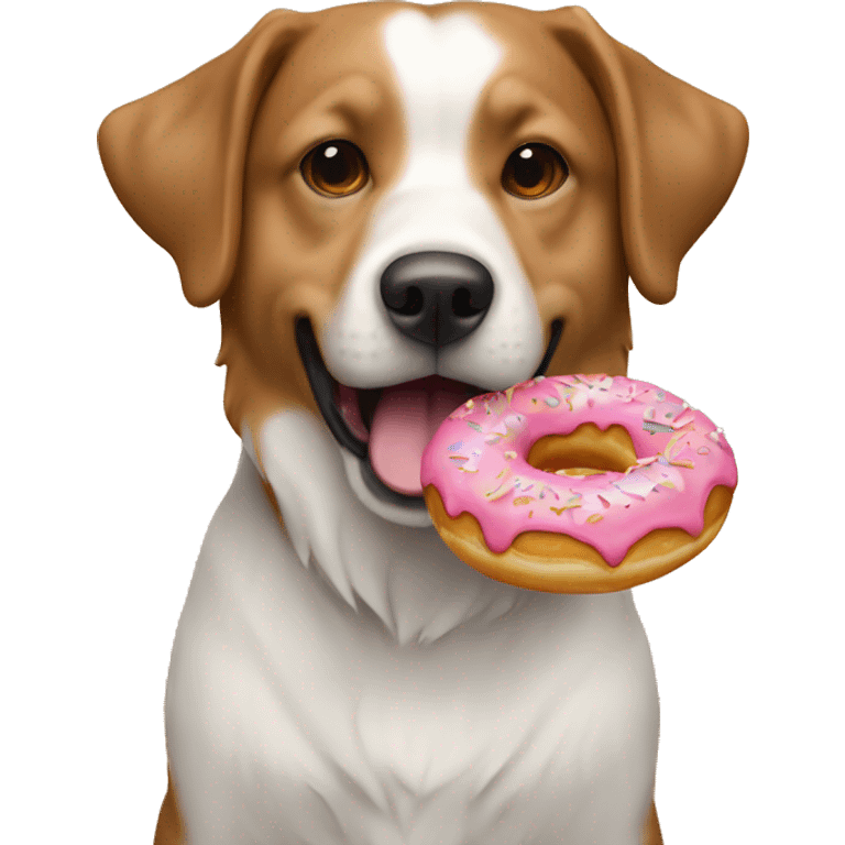 Chien qu mange un donut emoji