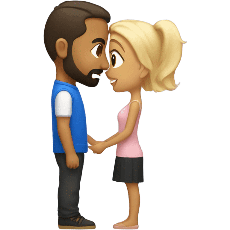 Puerto rican beard short hair with blonde girl kissing  emoji