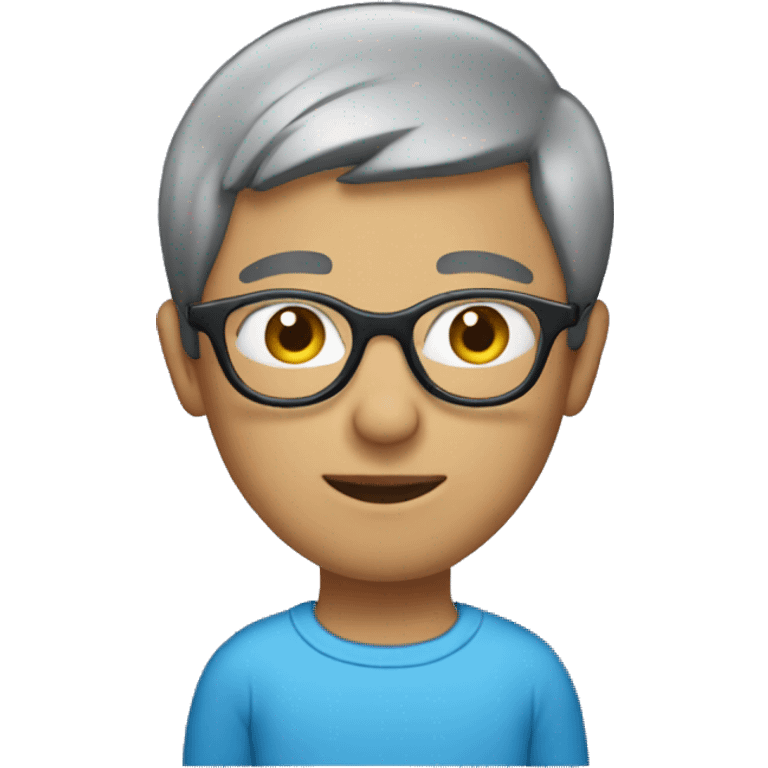 person with blue bob haircut and glasses emoji