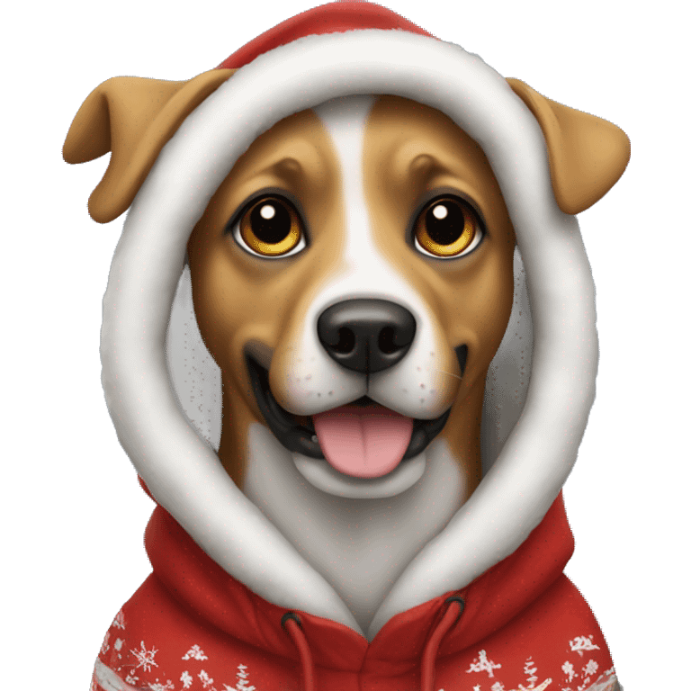 Dog in christmas hoodie emoji