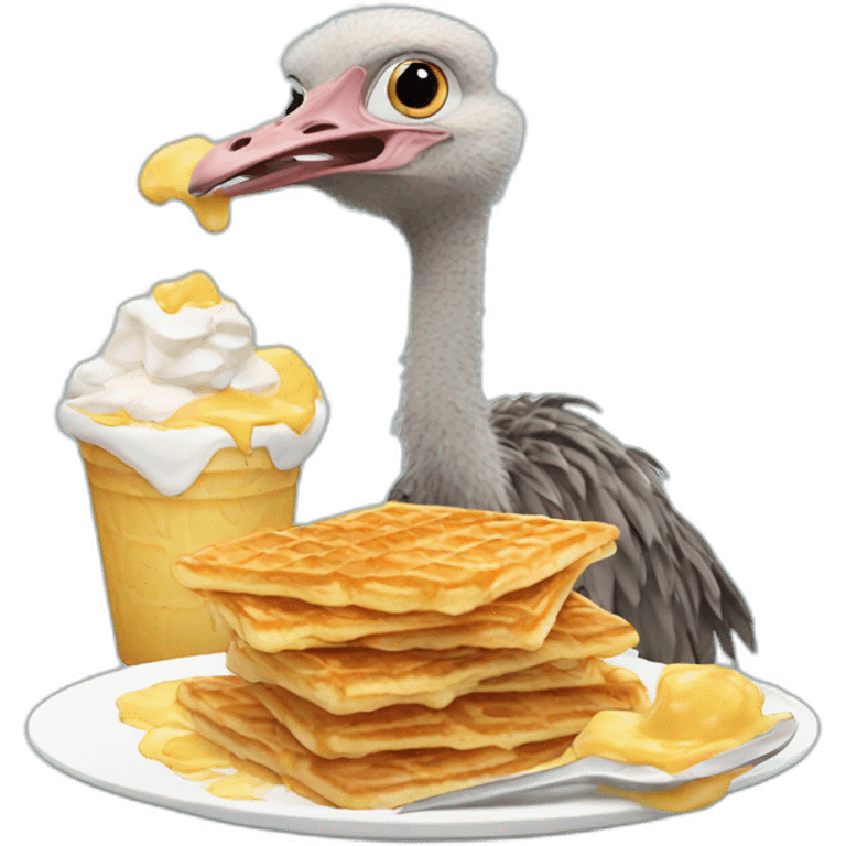 Ostrich eating waffles  emoji