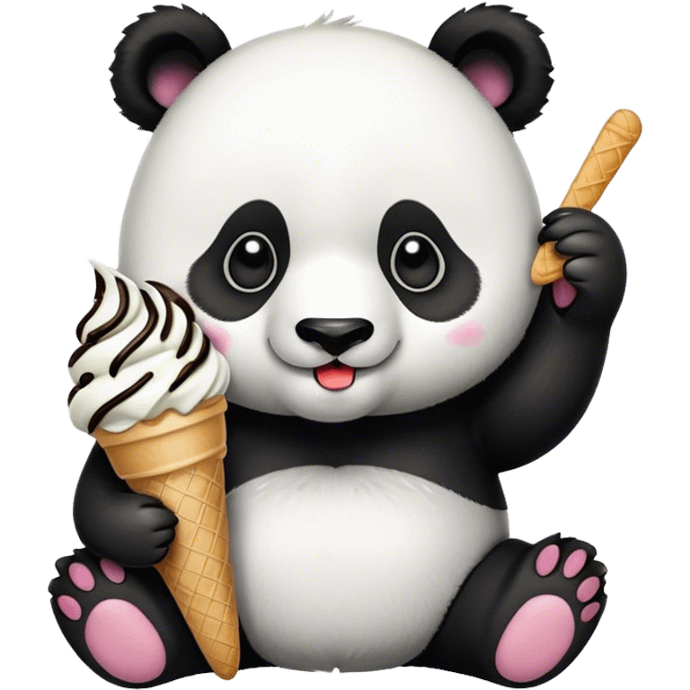 Panda eating ice cream emoji