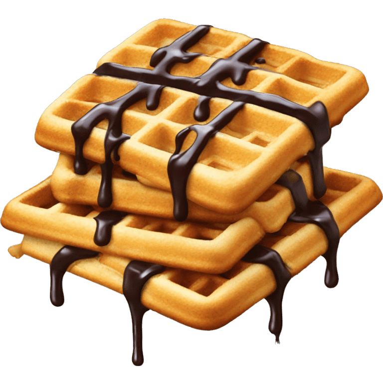 Waffle with chocolate drizzle  emoji