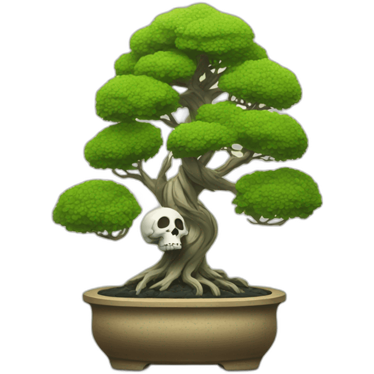 skull as a bonsai tree emoji