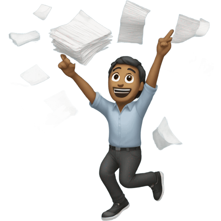 Someone throwing a bunch of papers up into the air emoji