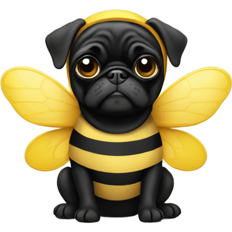 Black pug in a bee costume emoji