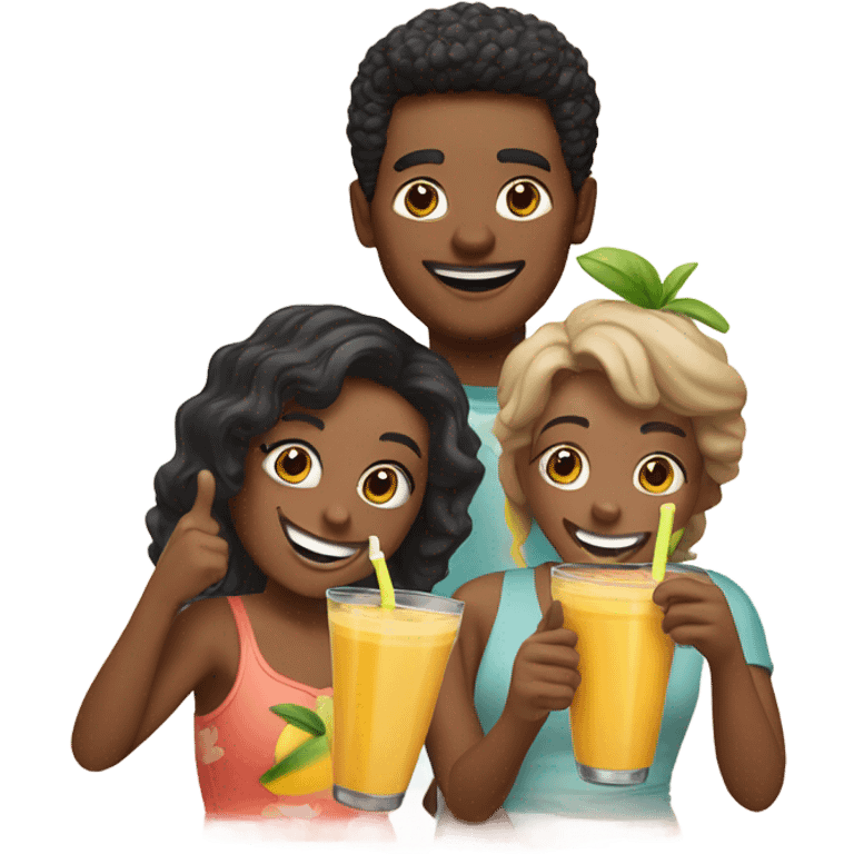 Two people drinking a mango smoothie  emoji