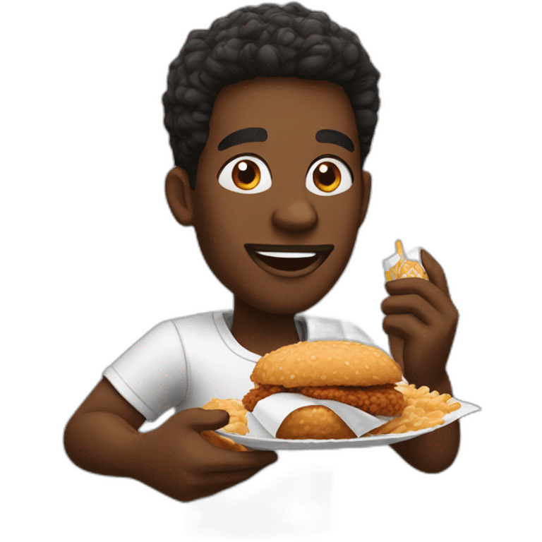 A Black man eating kfc emoji