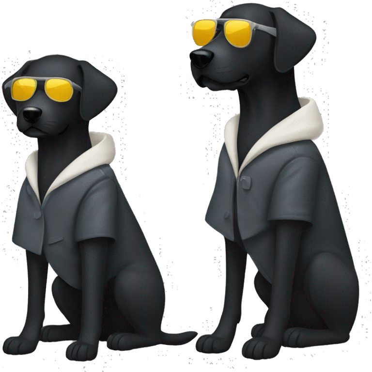 Black lab wear a coat and sunglasses emoji