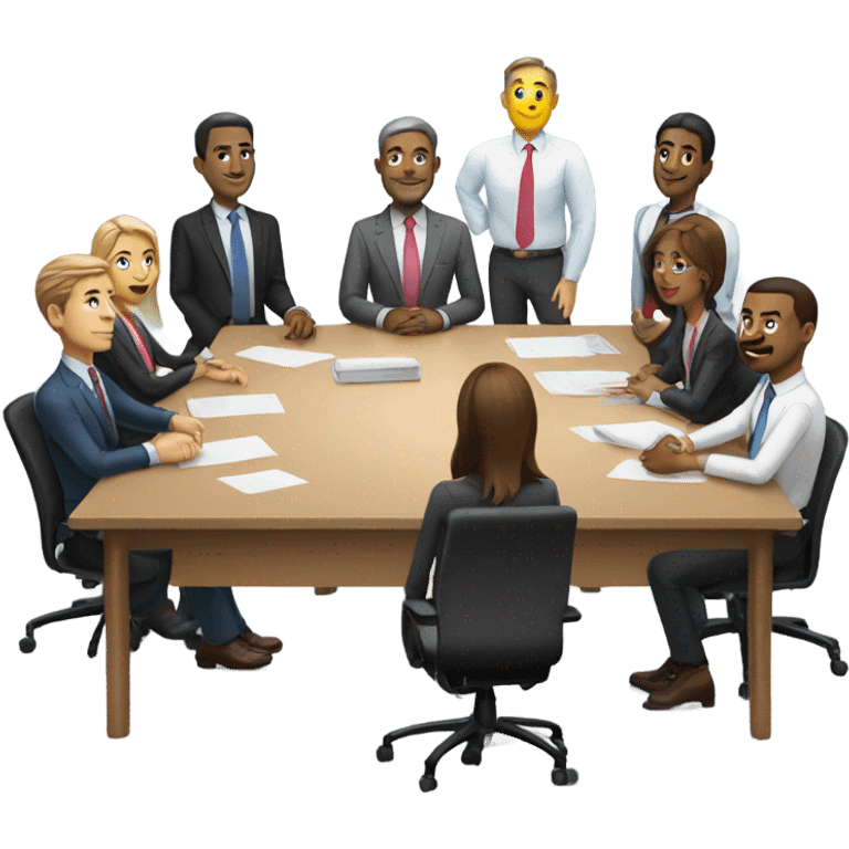 men and women work meeting at a table emoji