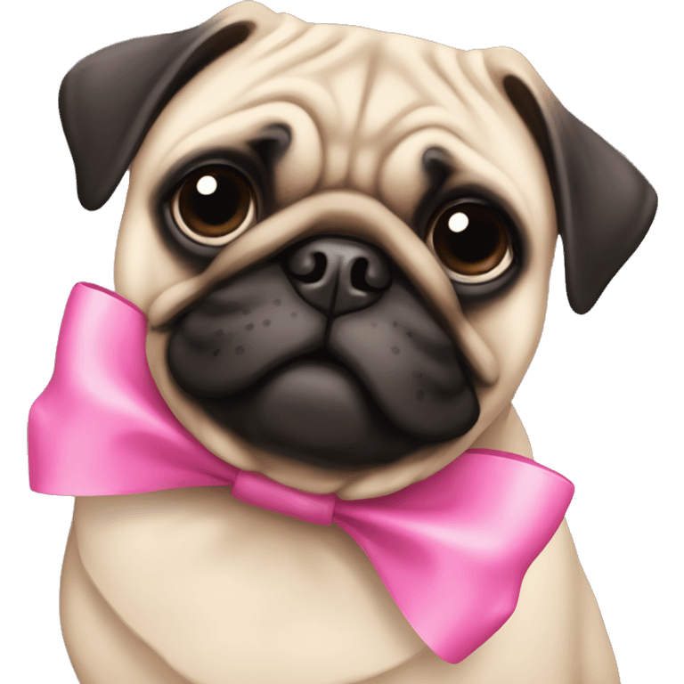 Pug with pink bow emoji