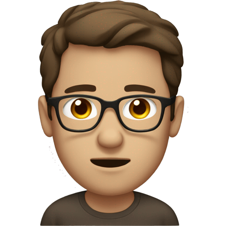 Sleepy white/brown guy with dark brown hair and brown glasses emoji