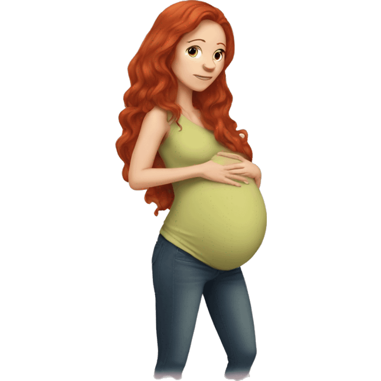 Strong and brave mom redhead long hair pregnant  emoji