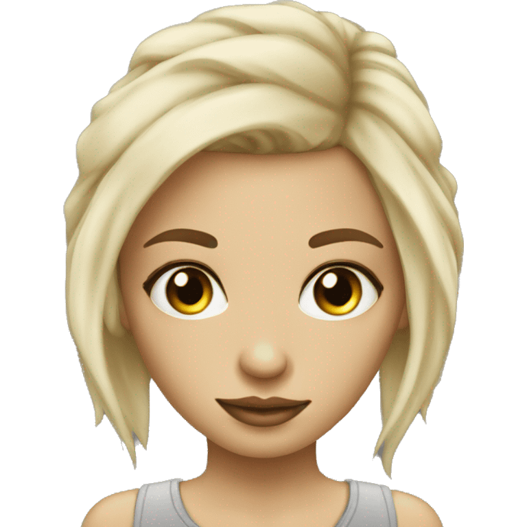 Blonde girl grey eyes tattooed  emoji